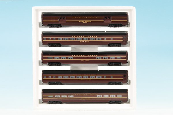 WEAVER Streamlinerzug der PRR: 5 teilig, Wagen sehr gut erhalten, Karton mit Lagerspuren.