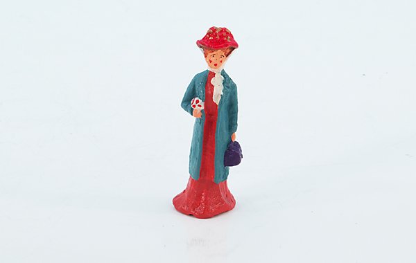 1 Replika Figur aus Masse, Spur 0 Größe: stehend, Dame mit Handtasche und Blumenstrauss, guter Zustand.