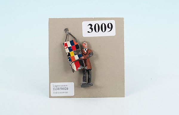 HEYDE uralt Bahnfigur "Zeitungsverkäufer": 6,5 cm, handlackiert, Gebrauchsspuren, selten!