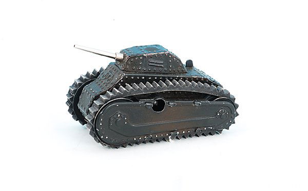 MÄRKLIN/MARKLIN Uhrwerk-Panzer: 10 cm, grau handlackiert, Geschützturm ersetzt, Bodenplatte fehlt.