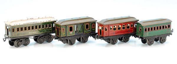 Konvolut BING Personenwagen: 2 achs., Alterungs- und Gebrauchsspuren, Besichtigung erforderlich.