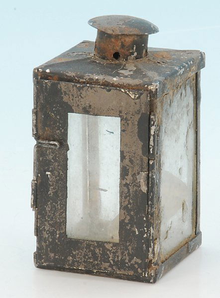 Miniatur Schaffnerlampe: Kerzenbeleuchtung, deutliche Gebrauchsspuren, Besichtigung erforderlich!