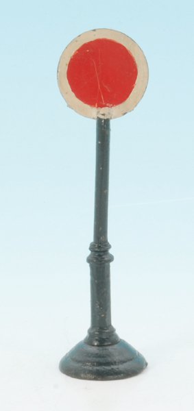 uralt Signalscheibe: Höhe 15,5 cm, Guss-Sockel, überlackiert.