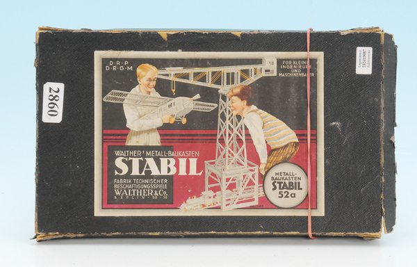 WALTER s Stabilbaukasten Nr. 51 a: Inhalt Gebrauchsspuren, Karton stark zerfleddert, Vollständigkeit nicht geprüft, Besichtigung erforderlich.