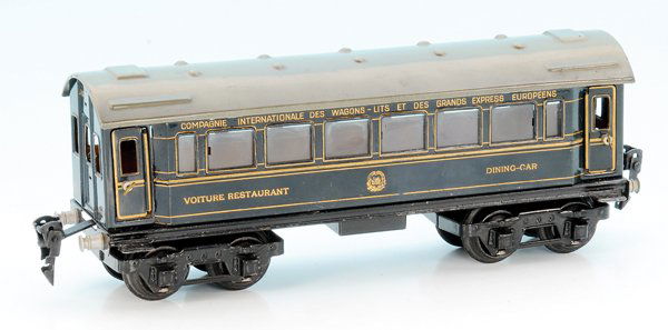 MÄRKLIN int. Speisewagen 1747/0: 24,5 cm, blau, Dach grau, minimale Gebrauchsspuren.