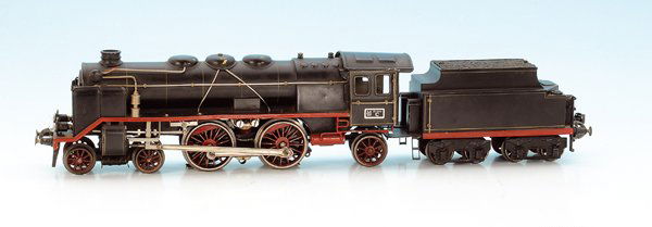 MÄRKLIN Dampflok CER 66/13021, s c h w a r z: 2'B1', mit 4 achs. Tender, Motor 20 Volt, guter O r i g i n a l z u s t a n d. Bei der hier vorliegenden Maschine handelt es sich um eins der außerordentlich seltenen Orig.-Stücke, manchmal sind ein