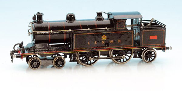 MÄRKLIN Tenderlok TCE 1021: 2'B1', 41 cm, schwarz handlackiert, Lackschäden, Beilackierungen, Uhrwerkloch neugebohrt, Räder abgedreht, Besichtigung erforderlich.