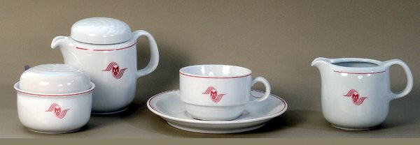 Kaffeegeschirr der Mitropa, BDR 50er Jahre: 5 tlg, guter Zustand.
