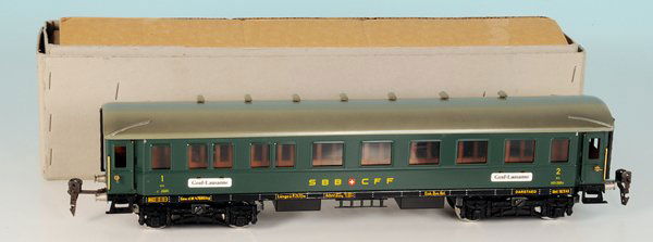 DARSTAED D-Zug-Wagen der SBB: 40 cm, Blech, mit Inneneinrichtung, sehr guter Orig.-Zustand, im OKT.