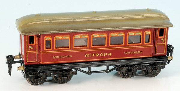 MARKLIN Schlafwagen 1886/9 Sch: 21,5 cm, rot, Dach grau, guter Orig.-Zustand.