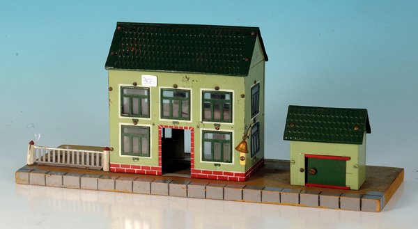 PAYA kleiner Landbahnhof: 41 x 13,5 cm, bunt lithogr., verschmutzt, leichte Gebrauchsspuren.