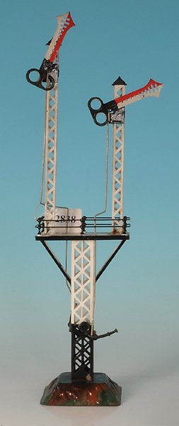 BING Etagensignal: teilweise neulackiert, Lampen fehlen, Loetstellen, Besichtigung erforderlich.