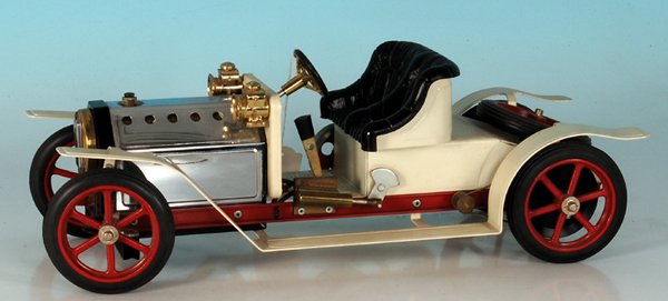 MAMOT Dampfauto: 41 cm, weiÃŸ handlackiert, guter Orig.-Zustand.