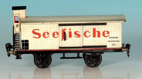 MÃ„RKLIN Seefischewagen 1991/1: 24,5 cm, Wagenkasten sehr gut erhalten, kleine LackschÃ¤den am Dach.