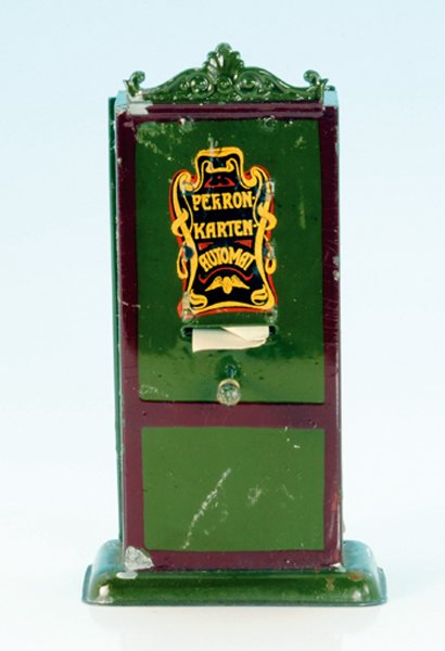 BING Perronkartenautomat: 17 cm, umbra handlackiert, LackschÃ¤den, Gebrauchsspuren.