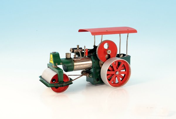 WILESCO Dampfwalze "OLD SMOKY": Schornstein fehlt, Gebrauchsspuren.