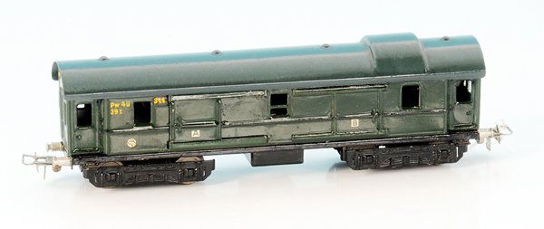 MÃ„RKLIN D-Zug-Packwagen 344 BK: Blech, BK 4.0, Blechdrehgestelle, sehr gut erhalten.