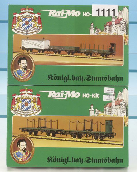 2 RaiMo Gueterwagen-BausAtze: 5 Stück, in 2 Bausatzpackungen.