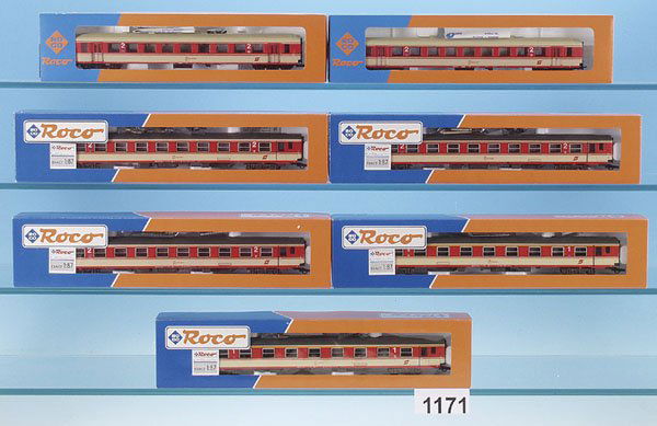 7 ROCO D-Zug-Wagen der OEBB: creme/orange, neuwertig, in OKTs.