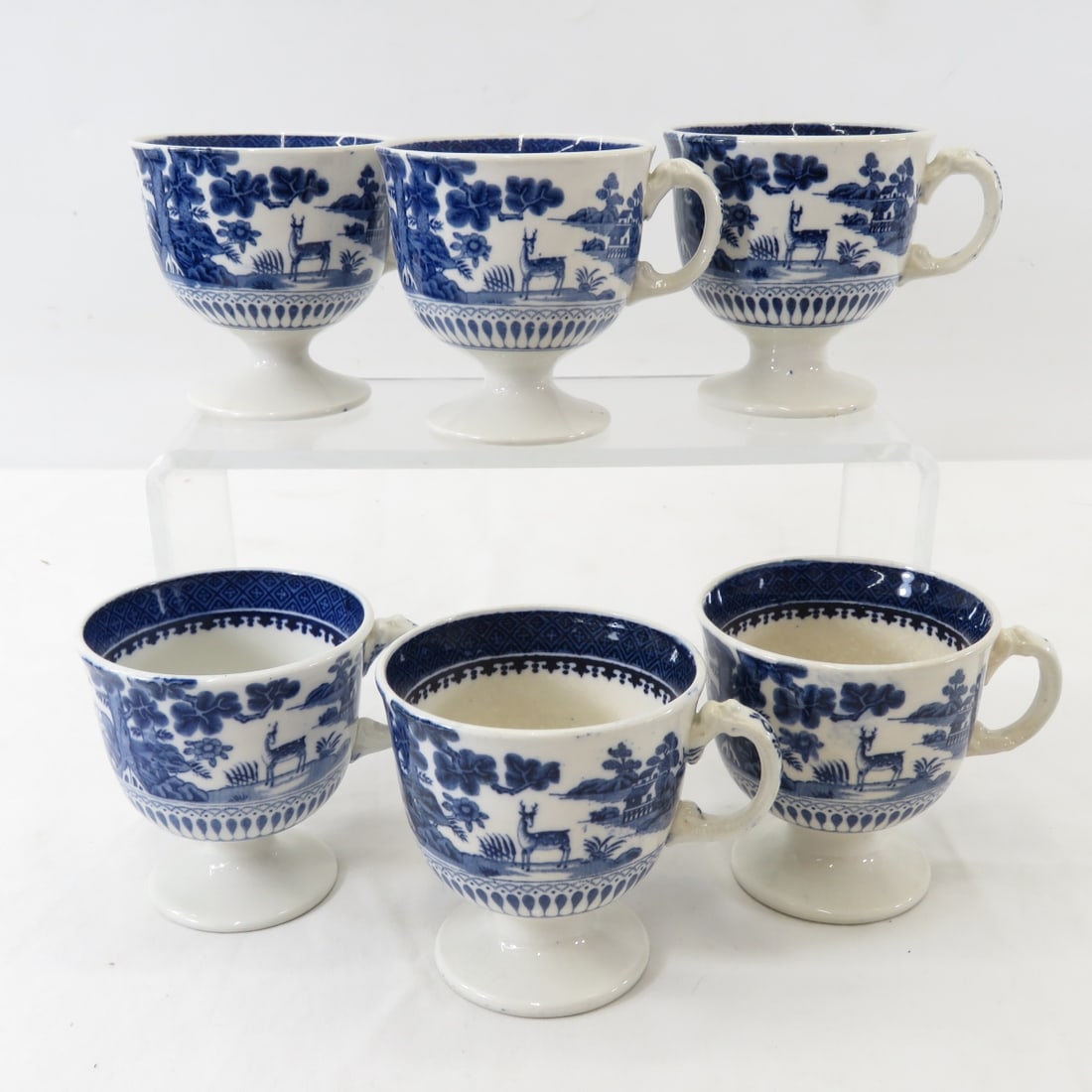 6 "Lowestoft Deer" Cups by Booth's England 1906: 3.25 x 3.25", marked "Booths (crown) Silicon China Made in England Lowestoft Deer Rd No 658322" All antique items have wear consistent with age please review all photos, and please read terms & condit