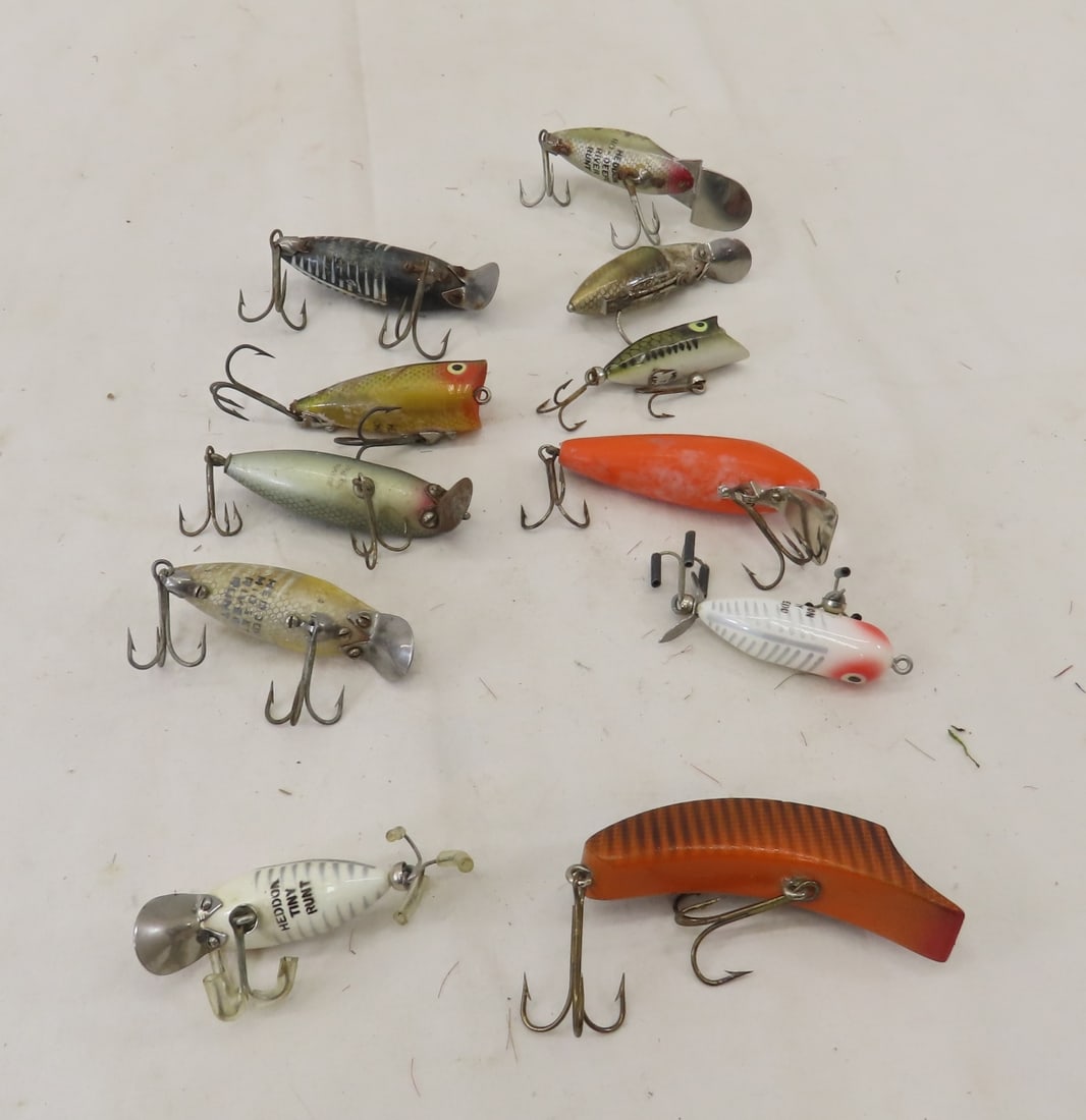 11 CL Blank , Heddon & Atlantic 2 hook Lures: Heddon: Chugger Jr, Tiny Lucky 13, Go-Deeper River Runt, River Runt Spook Spinner, Midget River Runt, Tiny Runt, Tiny Torpedo. Atlantic Swamp-Fox & 49'er by CL Blank in box Please read terms & conditi