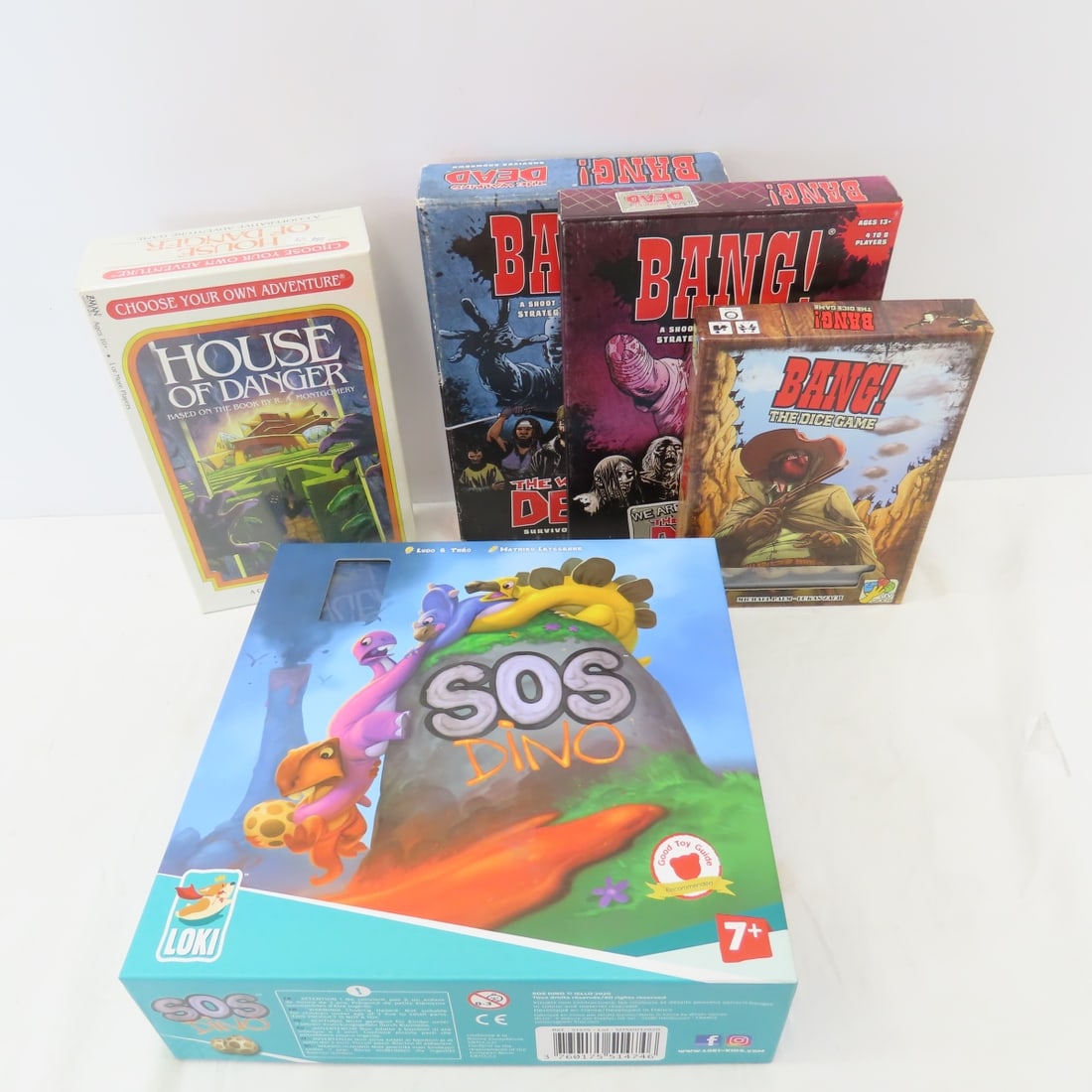 Bang! with Expansions, SOS Dino & More Games: House of Danger choose your own adventure Please ask questions and read terms & conditions before bidding.