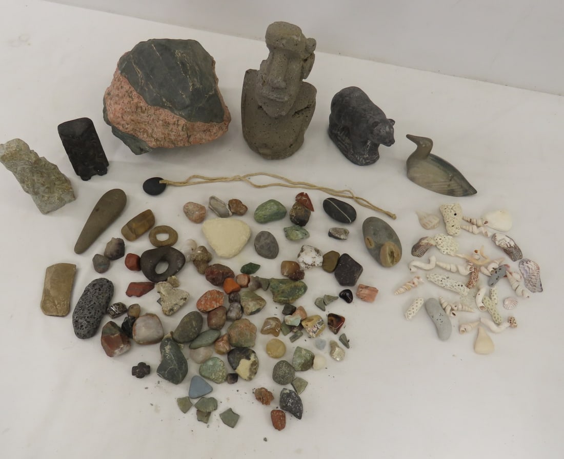Stones, Fossils, Arrowhead and Stone Figures: Please ask questions and read terms & conditions before bidding.