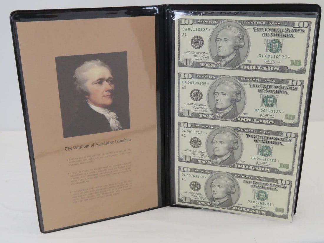 4 2003 Uncut $10 Star Notes in Folio (1 of 10)
