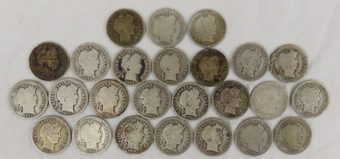 25 Barber Silver Dimes 1898-1916 (1 of 17)