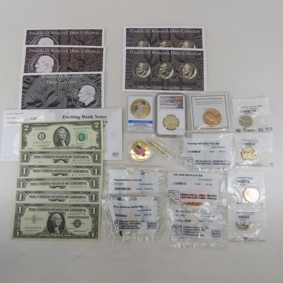 Modern Littleton graded coins and notes: Please ask questions and read terms & conditions before bidding