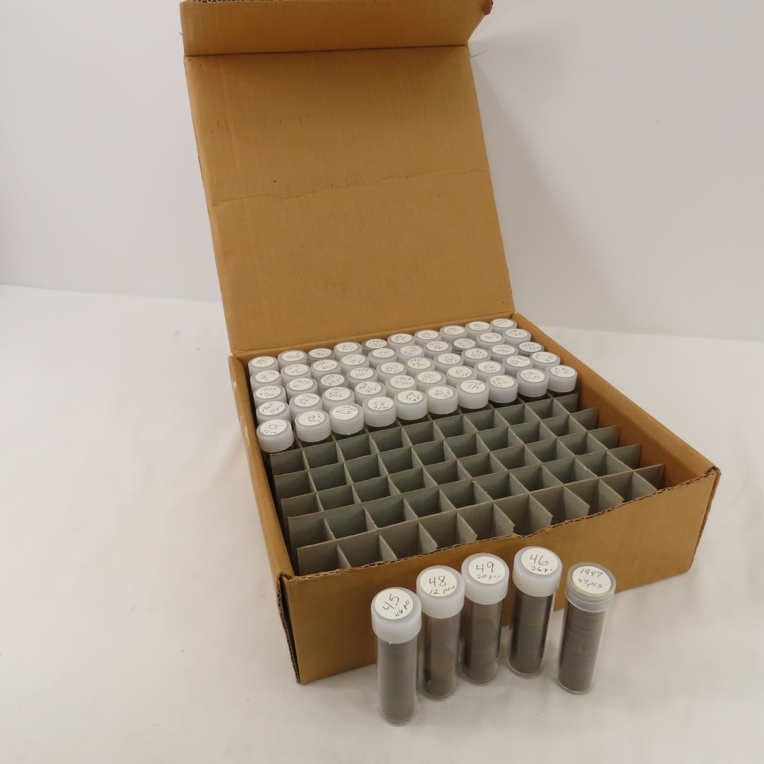 Canadian Small Cent collection in tubes (1 of 12)