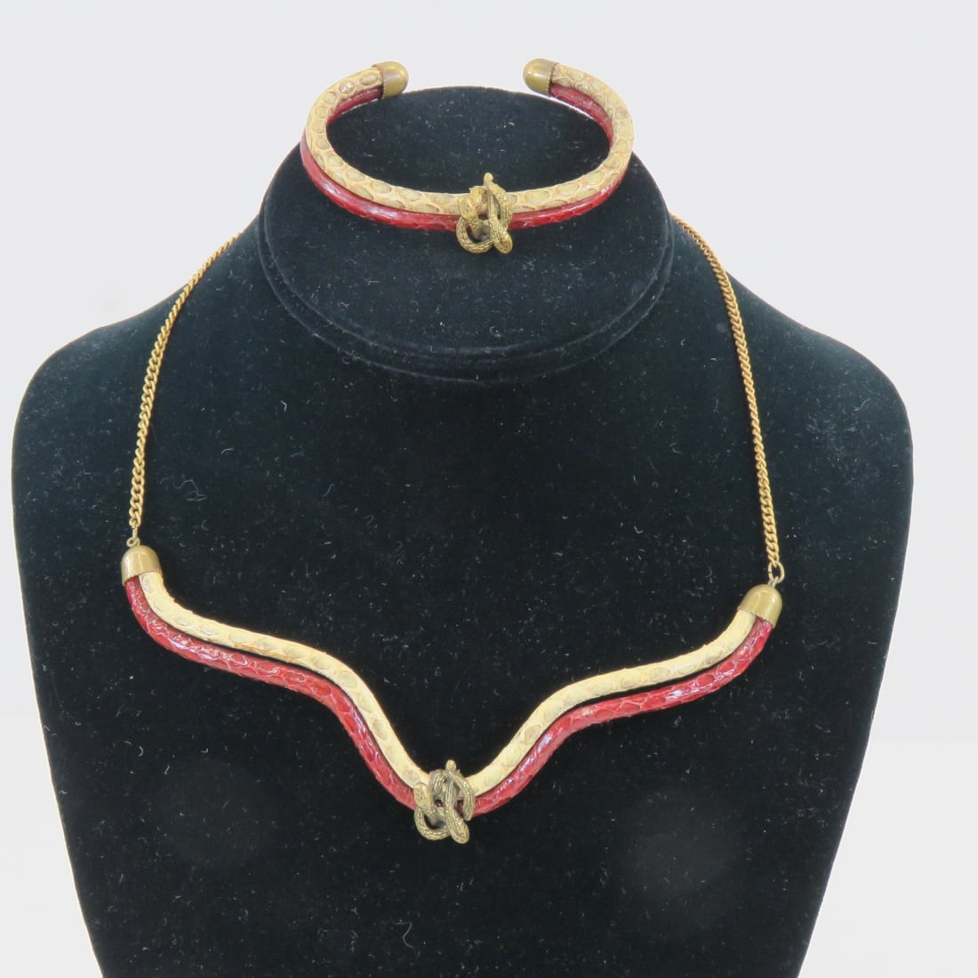 Vintage Brass and Snakeskin Choker & Bracelet: Vintage Brass and Snakeskin Choker & Bracelet Please ask questions and read terms & conditions before bidding.