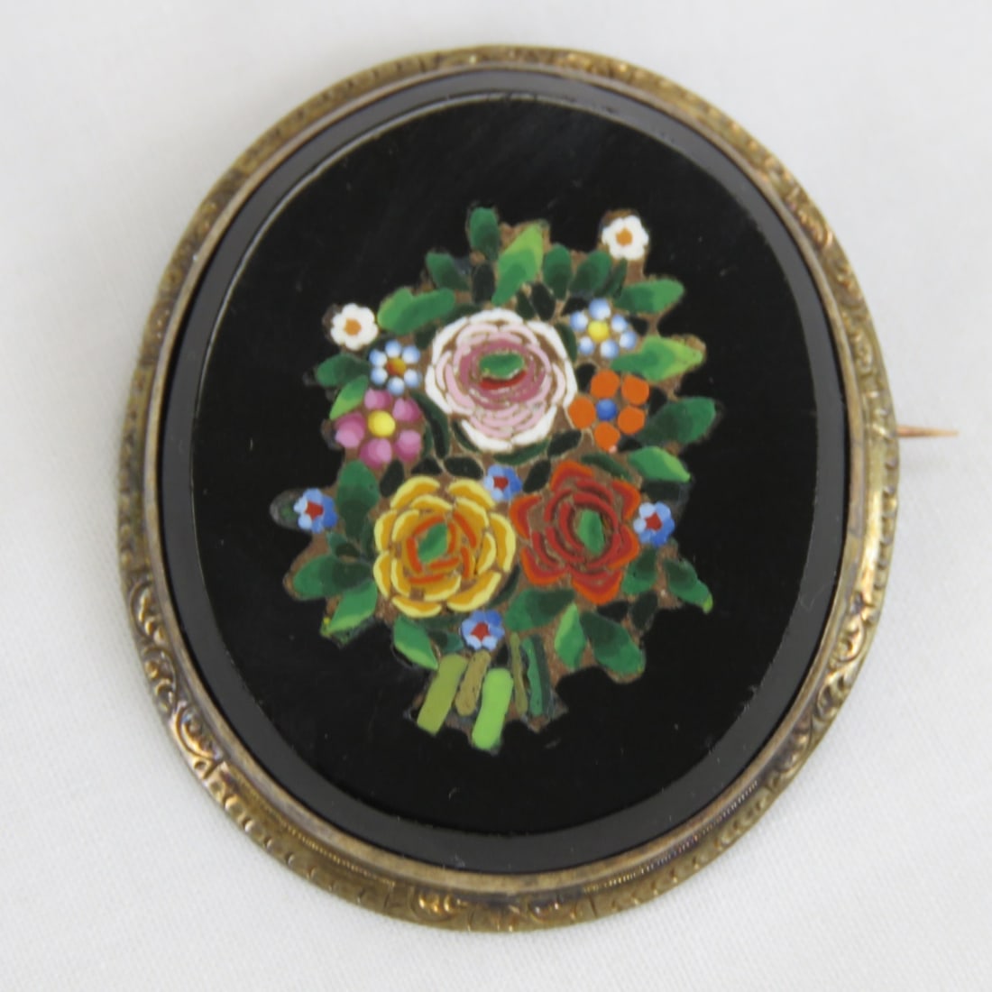 Antique Pietra Dura Mosaic Brooch: Antique Pietra Dura Mosaic Brooch Please ask questions and read terms & conditions before bidding.