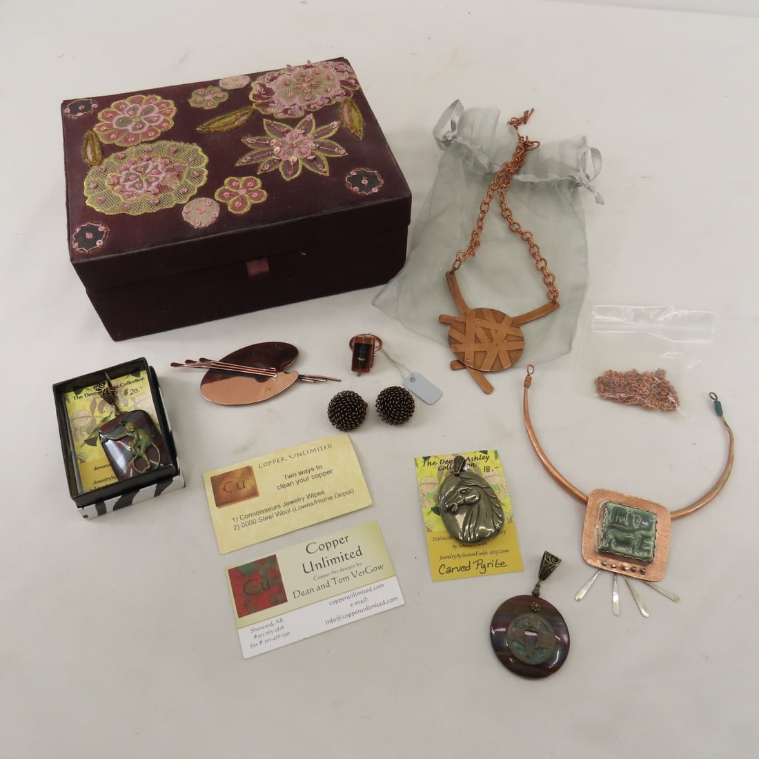Devon Ashley, Copper Unlimited & Other Jewelry: Devon Ashley, Copper Unlimited & Other Jewelryin fabric box Please ask questions and read terms & conditions before bidding.