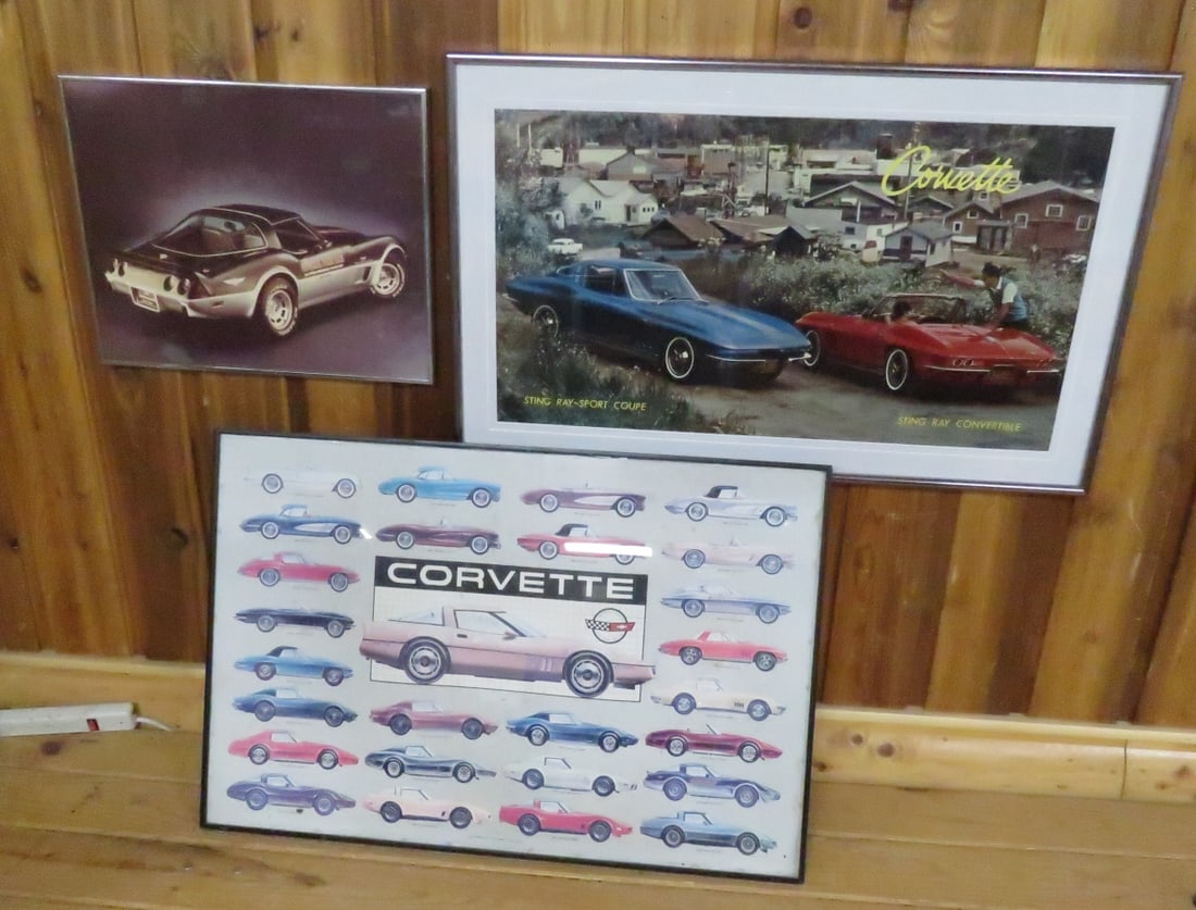 3 Framed Vintage Corvette Posters (1 of 11)