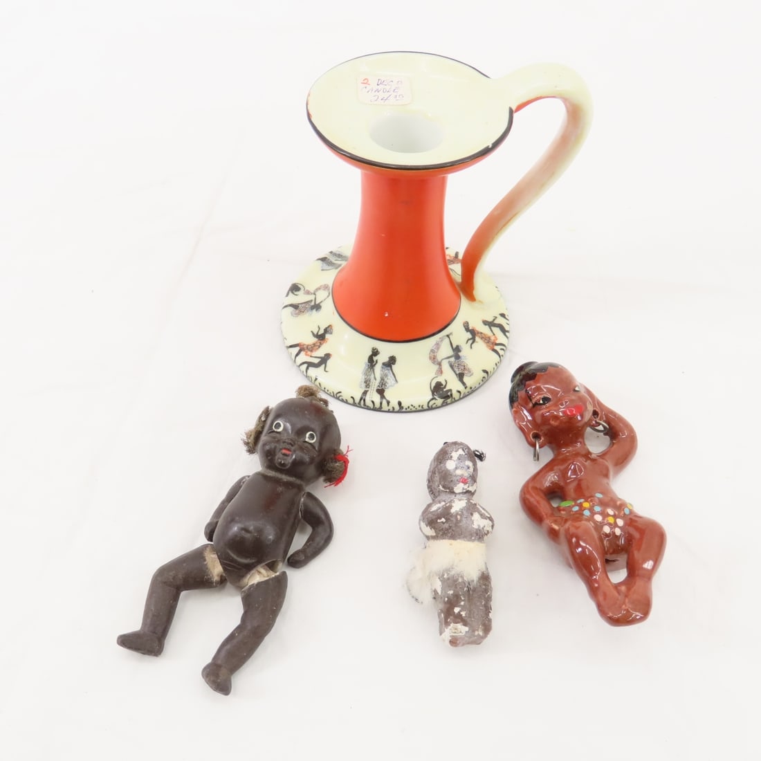 Art Deco Black American Candle Stick & more: Art Deco Black American Candle Stick & more porcelain figure, baby doll and figure Please read terms & conditions and ask questions before bidding.