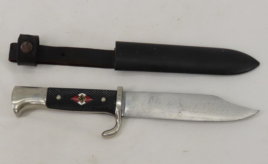 JA Henckels Solingen Hitler Youth knife & sheath: JA Henckels Solingen Hitler Youth knife & sheathearly model ca 1933 Please ask questions & read terms & conditions before bidding.