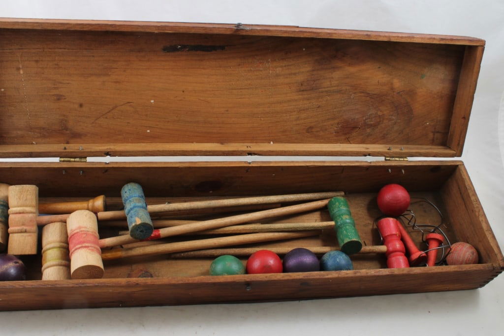 1880's-90's. #800 Parlor Croquet Set in Wood Box (1 of 12)