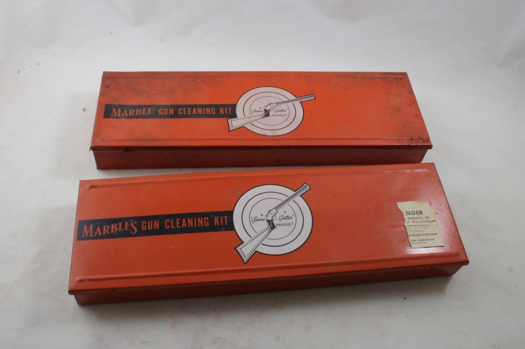 2 Marbles Gun Cleaning Kits: 2 Marbles Gun Cleaning KitsOne appears full and the other only has a rod inside as pictured. Please ask questins and read terms & conditions before bidding.