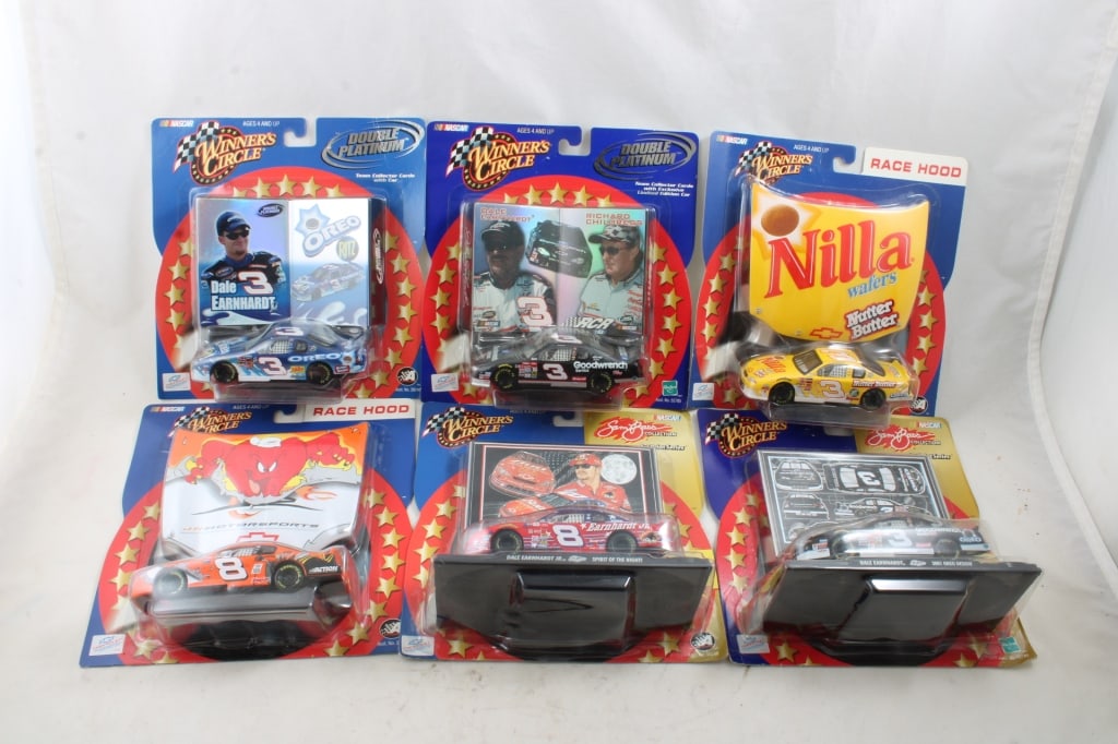 6 Dale Earnhardt 1:43 Winners Circle Diecast Cars: 6 Dale Earnhardt 1:43 Winners Circle Diecast Cars& Dale Earnhardt Jr. Carded as pictured. Please ask questins and read terms & conditions before bidding.