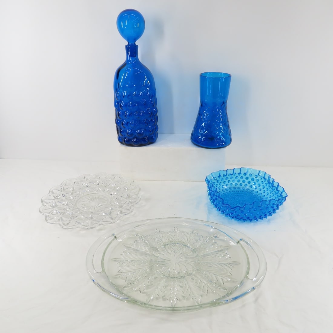 Vintage Blue Blenko Vase & Other Glassware (1 of 20)