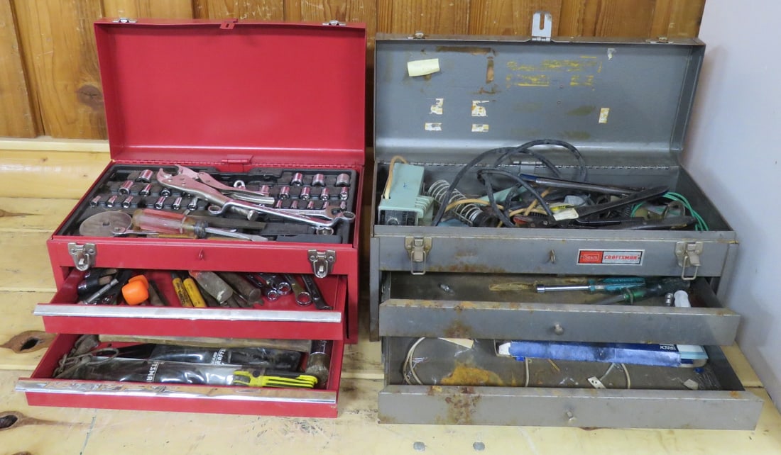2 metal toolboxes with hand tools, sockets (1 of 10)