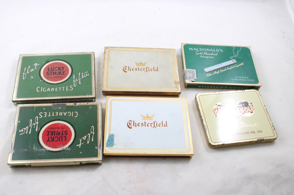6 Advertising Cigarette Tins Lucky Strike & More (1 of 13)