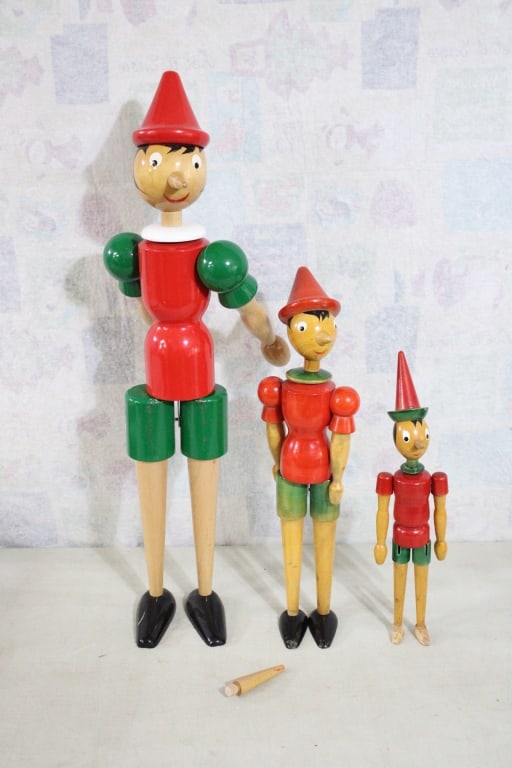 3 Brevettati Galetti Pinocchio Wooden Puppets (1 of 18)