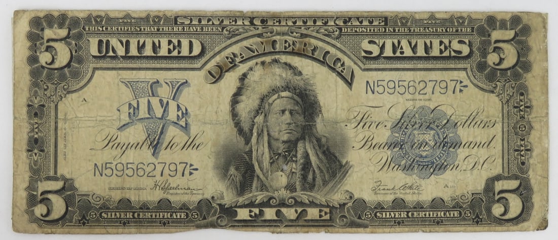 1899 $5 Silver Certificate Indian Chief Large Note (1 of 9)