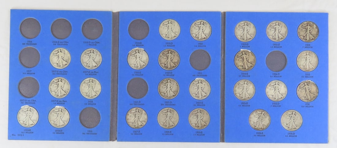 25 Walking Liberty Half Dollars in book 1917-1936 (1 of 19)