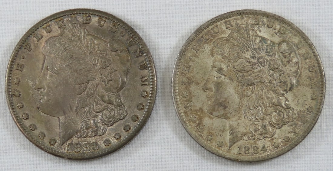 1883 S & 1884 O Morgan Silver Dollars (1 of 6)