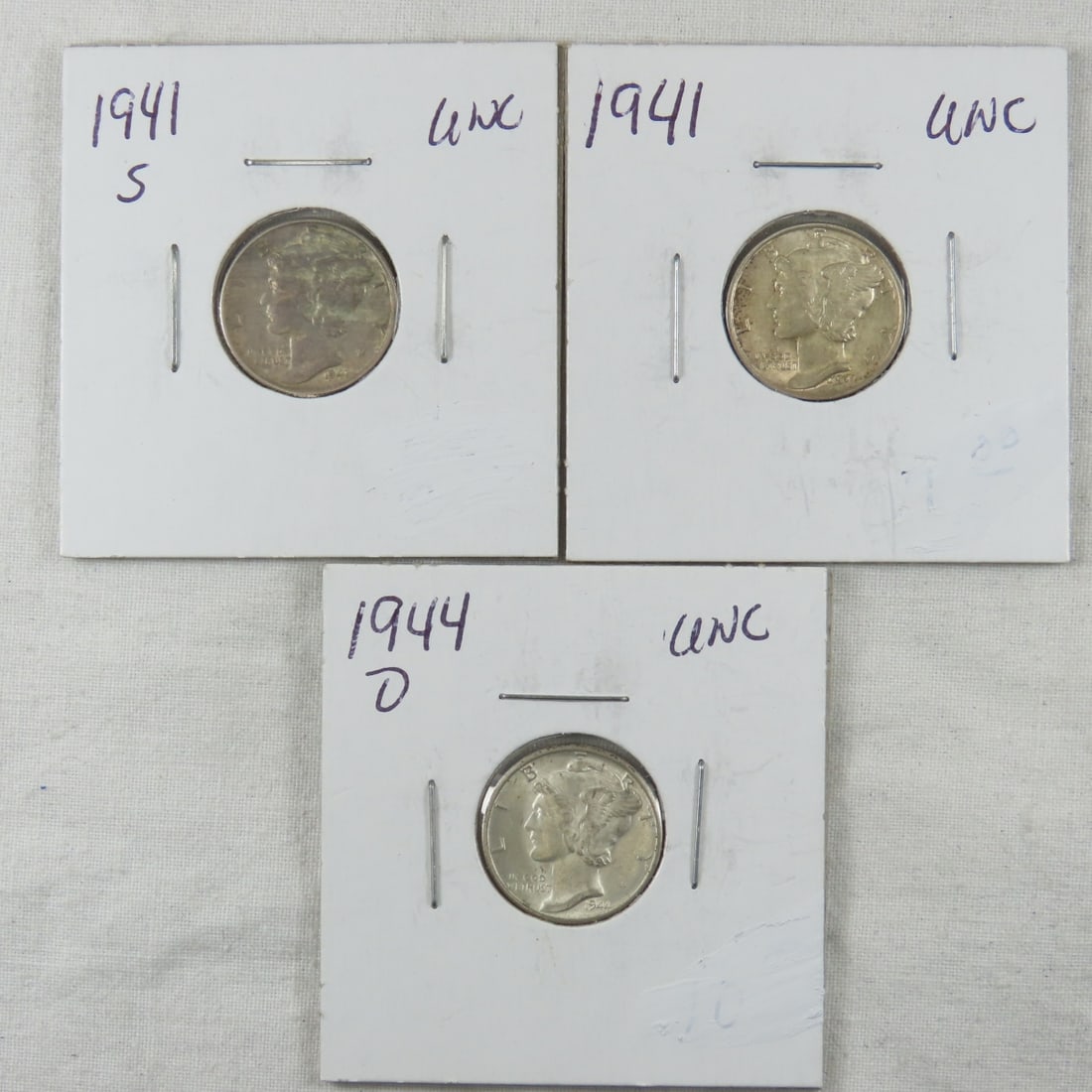 3 Uncirculated Mercury Dimes (1 of 8)