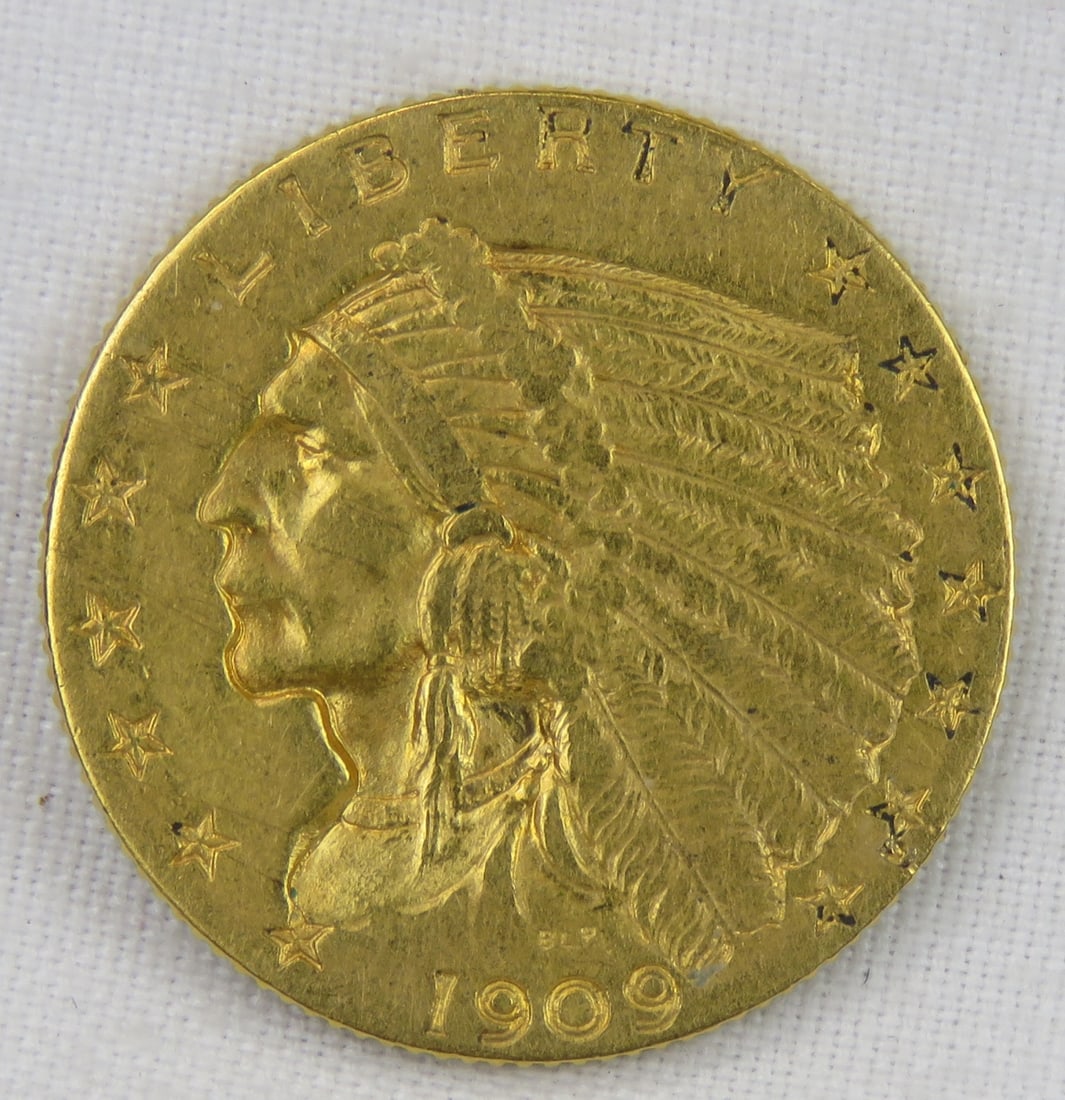 1909 $2 1/2 Gold Indian Head Quarter Eagle (1 of 2)