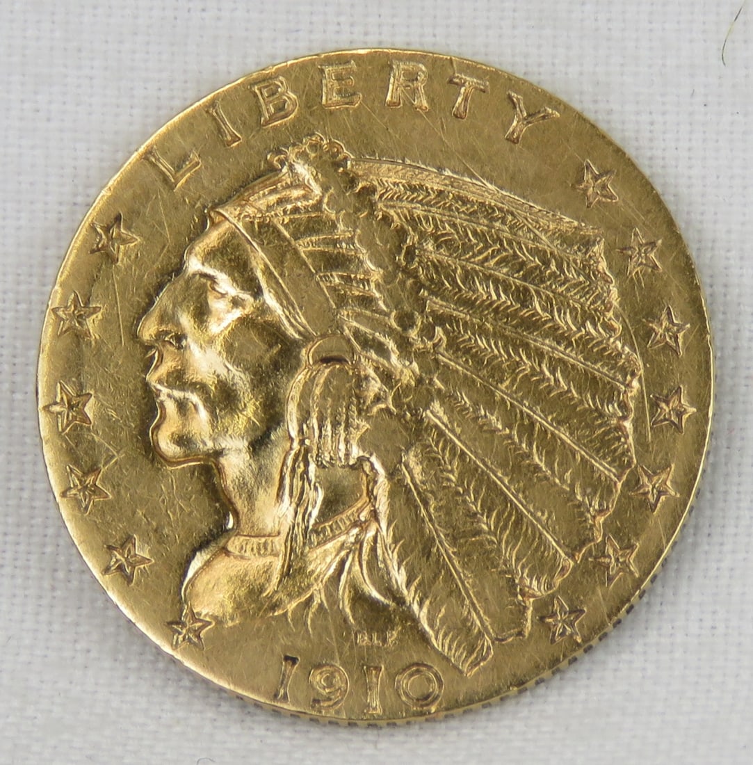 1910 $2 1/2 Gold Indian Head Quarter Eagle (1 of 2)